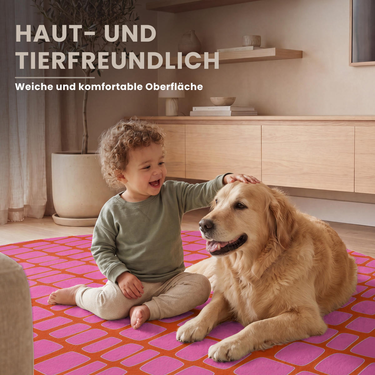 TEPPICH - Bio - Gitter - Rosa - 150x150 cm - Pink, Kunststoff/Textil (150/0.4cm) - OnlyWow