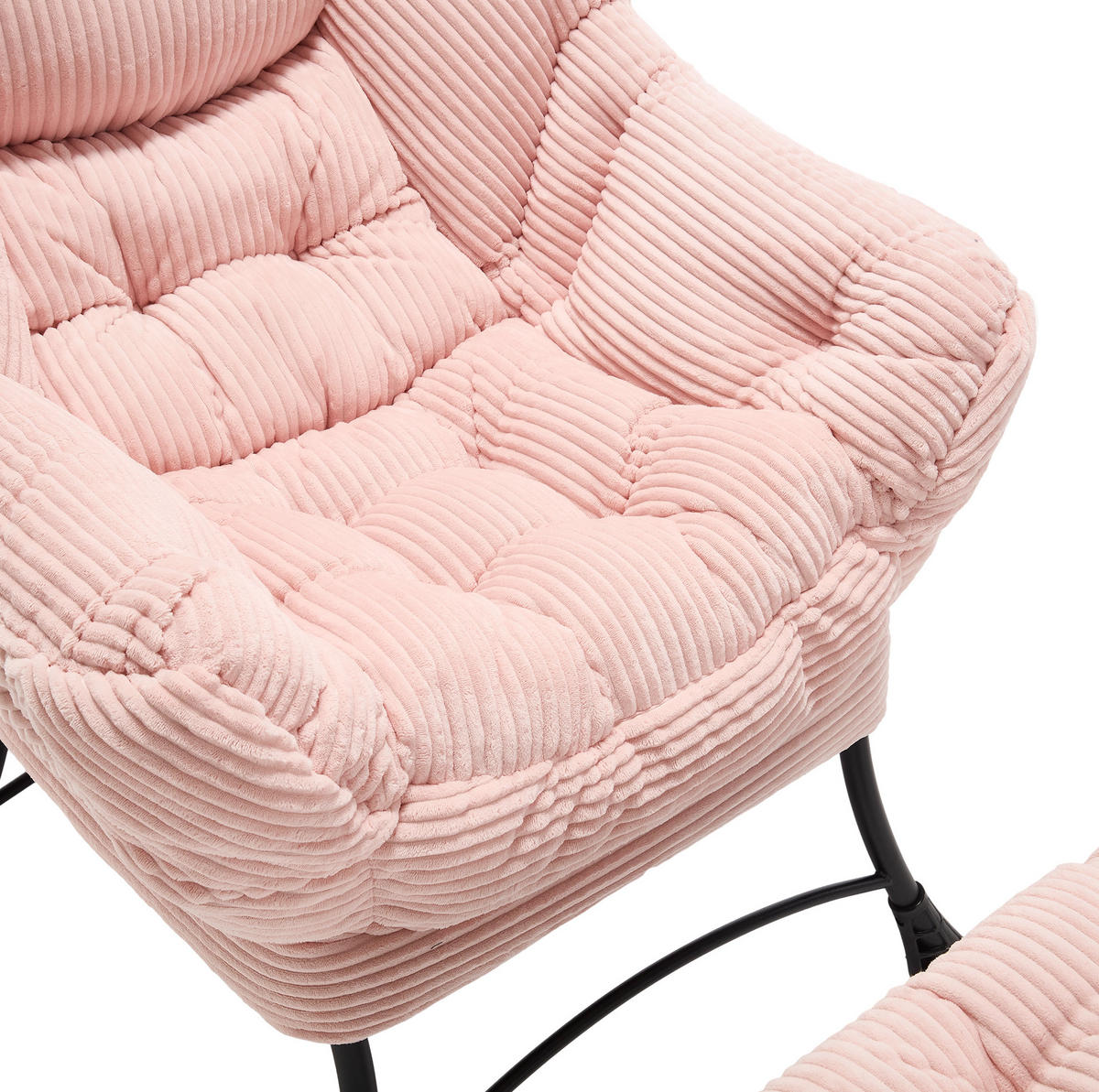 SESSEL 70/95/64 cm Pink aus Stahl mit Hocker - Rosa, Textil (69.9/95/64cm) - OKMYHOME