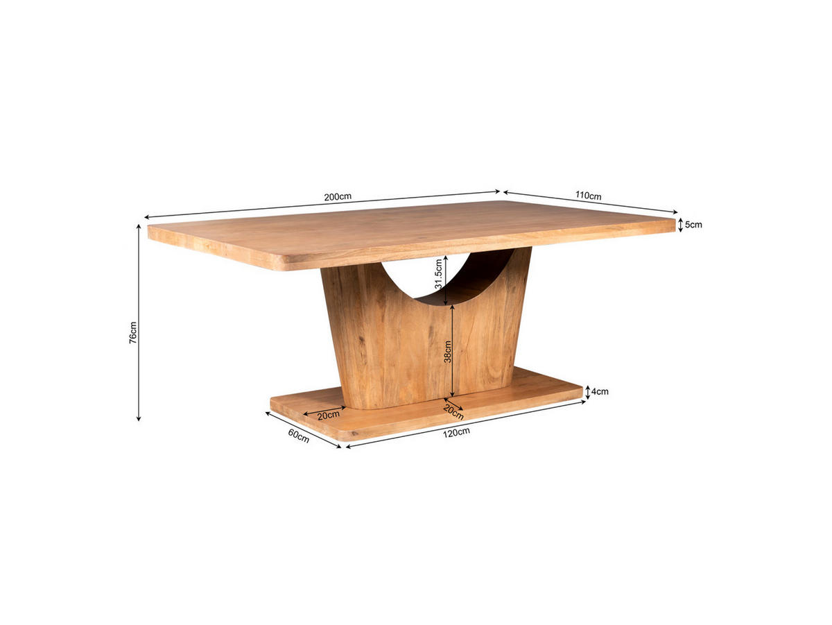 ESSTISCH Vocoza 200 cm X 110 cm Natur - Naturfarben, Holz (110/200/76cm) - Villa Möbel