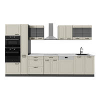 KÜCHENZEILE R-Line, Sand Landhaus/Anthrazit, 350 cm Arbeitsplatte Marmor - Beige/Anthrazit, Holzwerkstoff (350/206.8/60cm) - Vicco