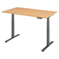 SCHREIBTISCH elektrisch 80/140/74 cm in Buchefarben/Graphitfarben - Buchefarben/Graphitfarben, Holzwerkstoff (80/140/74cm) - bümö