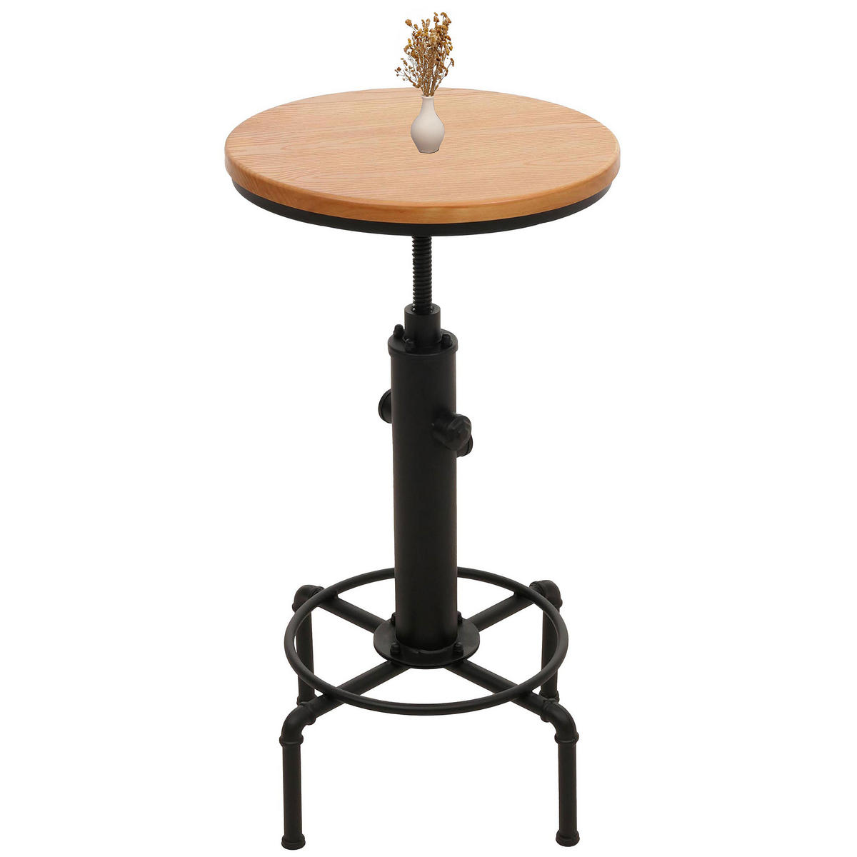 BARTISCH rund Schwarz, Beige - Beige/Schwarz, Holz (50/104/50cm) - MCW