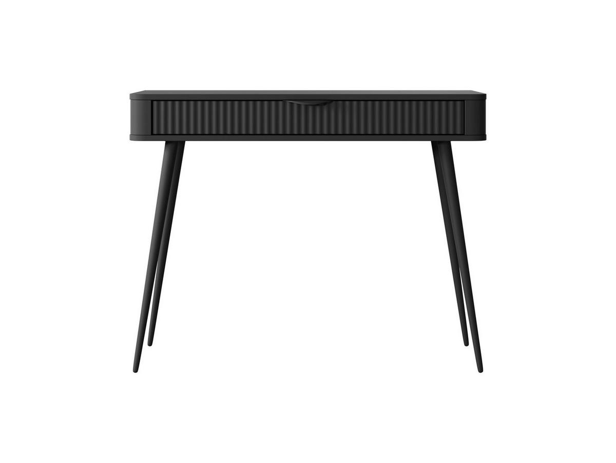 SCHMINKTISCH Lante, Schwarz, Hochbeinig, Geriffelter Schublade, Modern - Schwarz, Holzwerkstoff (38/100/78cm) - Bettso