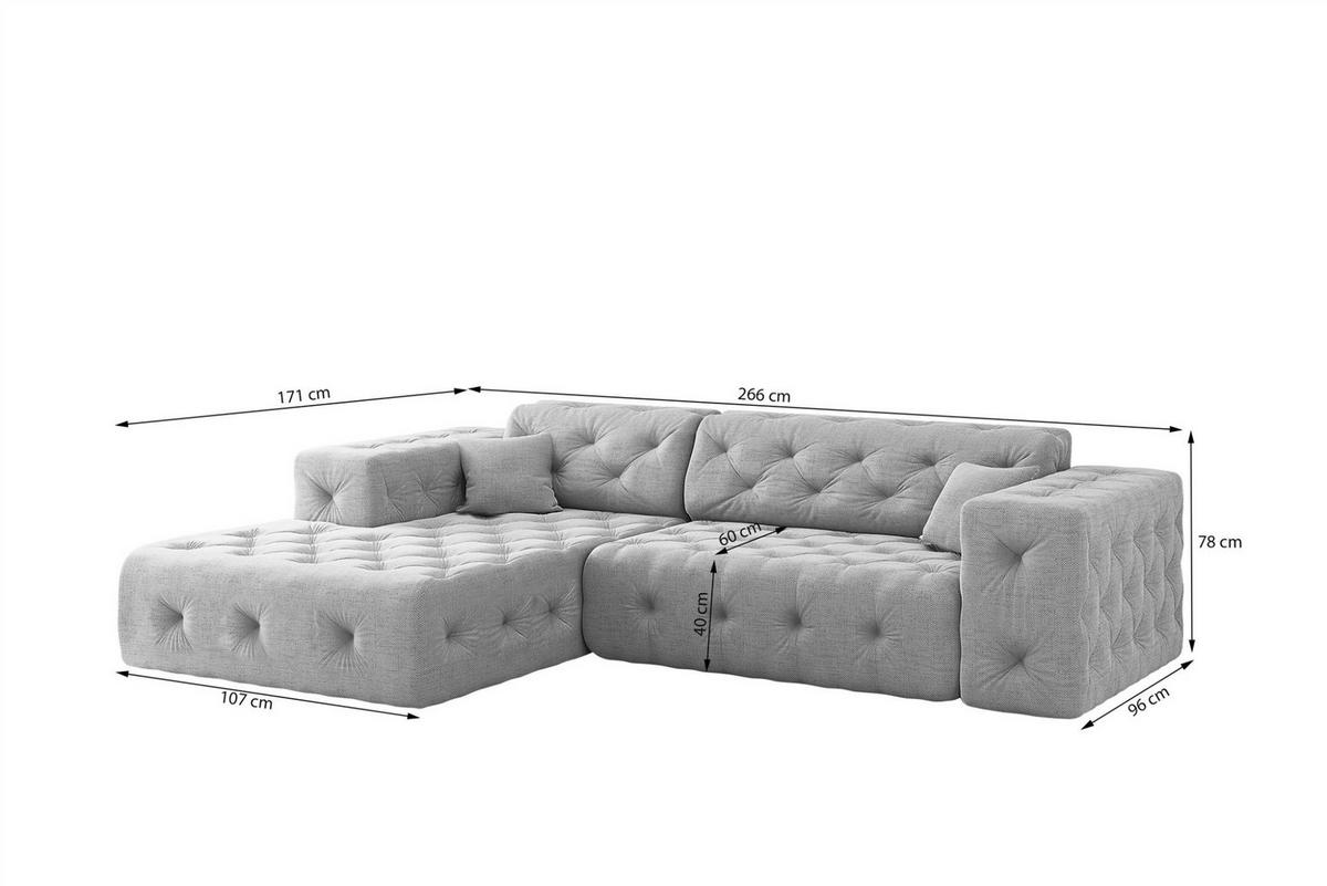 ECKSOFA Chantal - Creme, Holzwerkstoff/Textil (266/171cm) - Fun Möbel