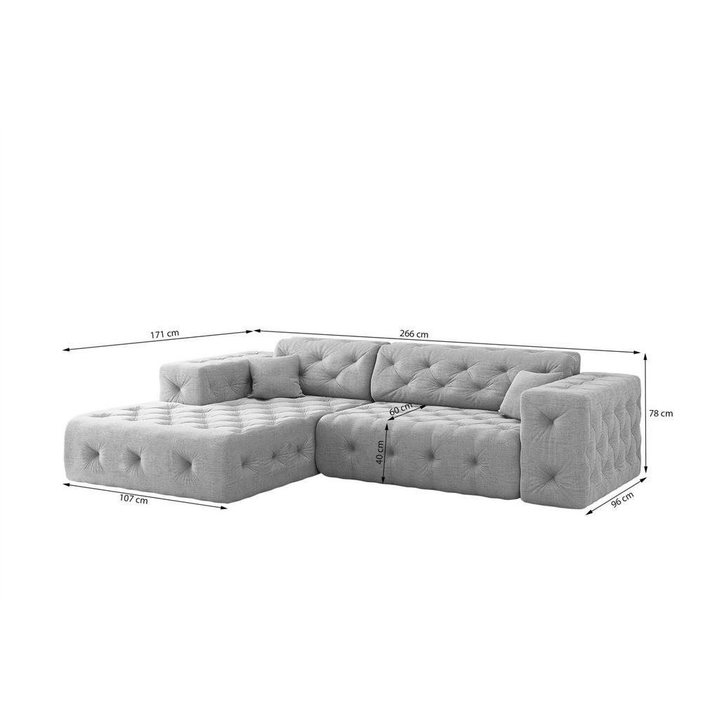 Thumbnail - Fun Möbel Ecksofa, Creme, Textil, Ottomane links, 266x171 cm, Wohnzimmer, Sofas & Couches, Wohnlandschaften, Ecksofas