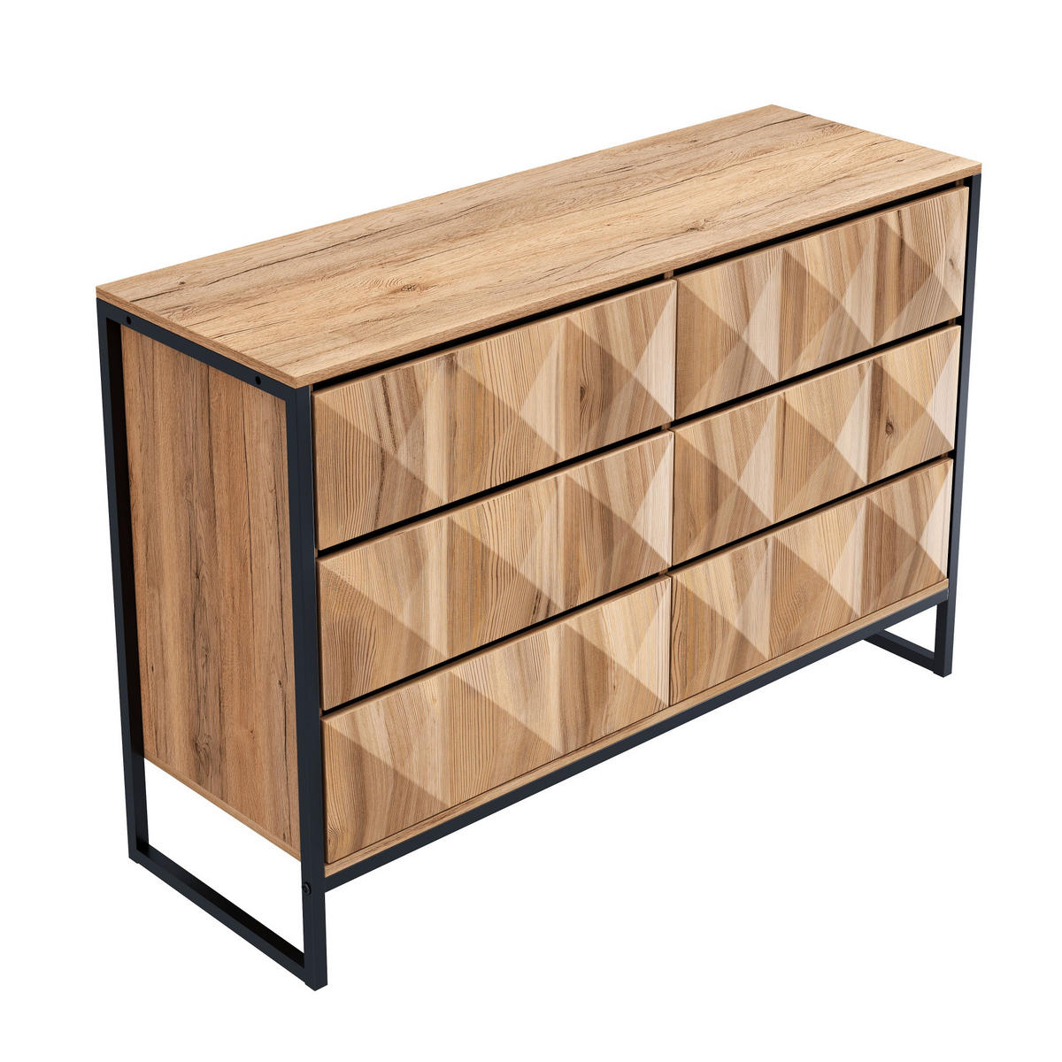 SIDEBOARD schwarz Holzoptik Metallbeine - Naturfarben, Holzwerkstoff (120/80/40cm) - Fortuna Lai