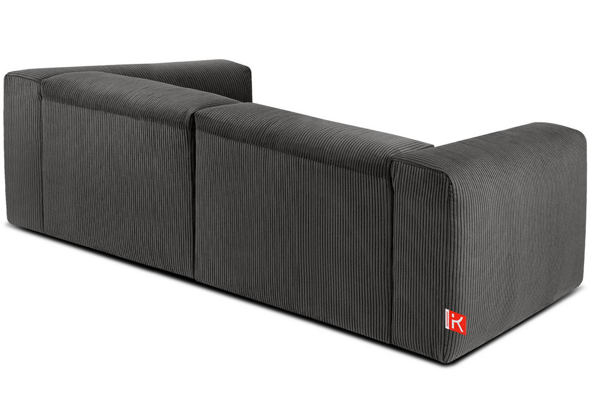 2,5-SITZER-MODULSOFA BUFFO mit extrem weicher und bequemer Sitzfläche, Kordstoff, grau - Grau, Textil (250/73/96cm) - KONSIMO®