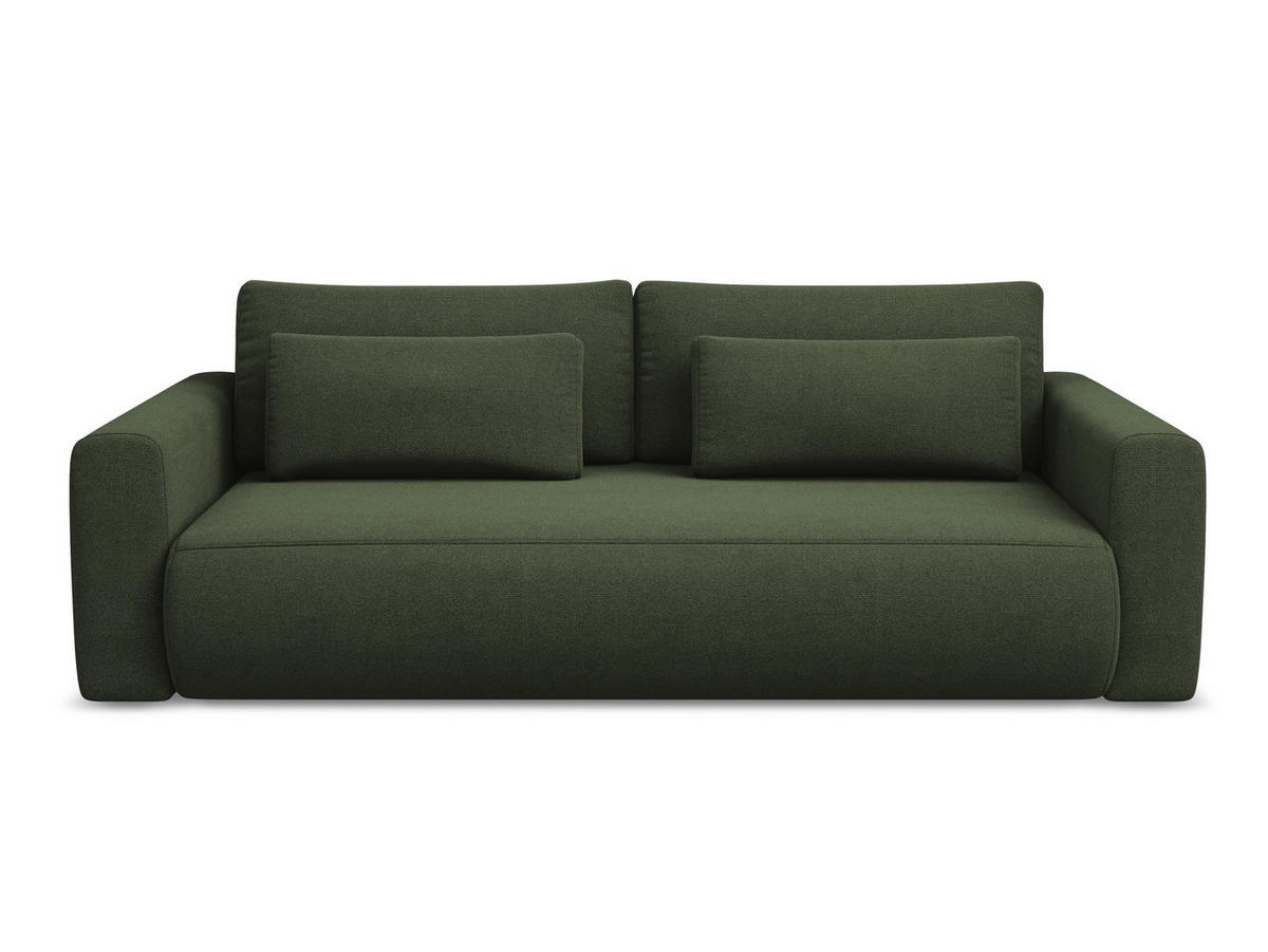 3-SITZER SOFA mit Schlaffunktion Strukturstoff Stoff Grün - Schwarz/Olivgrün, Kunststoff/Textil (238/82/105cm) - Makamii