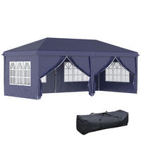 FALTPAVILLON, Khaki, Stahl, Oxford-Gewebe - Blau, Metall (295/270/585cm) - Outsunny