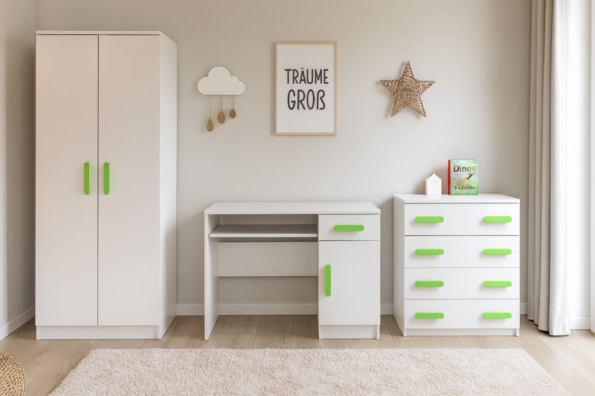 KINDERKLEIDERSCHRANK INGE 06 80/193/50 cm Weiß/Rosa - Weiß/Rosa, Holzwerkstoff (80/192/50cm) - Deine Möbel 24