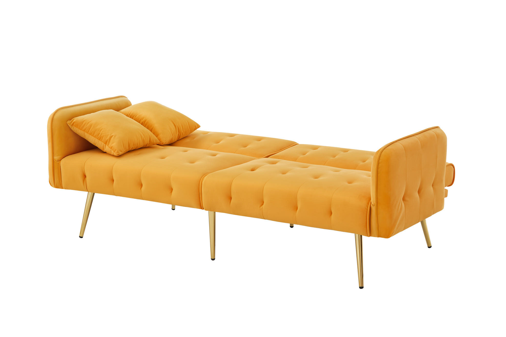 SCHLAFSOFA 215/81,5 cm Liegefläche – mit Veloursbezug und verstellbaren Armlehnen - Gelb, Textil (82/70/178cm) - BEAOK