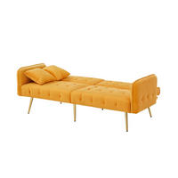 SCHLAFSOFA 215/81,5 cm Liegefläche – mit Veloursbezug und verstellbaren Armlehnen - Gelb, Textil (82/70/178cm) - BEAOK