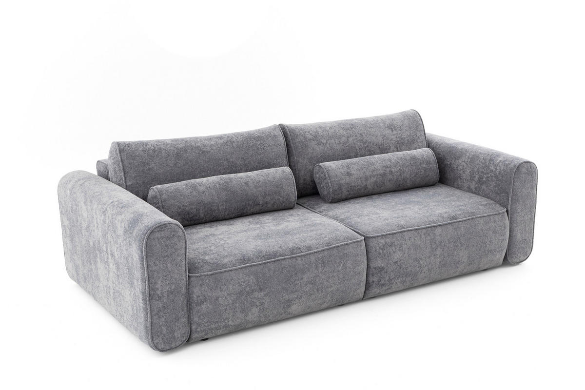 ECKSOFA Motion mit Schlaffunktion Funktional 3-sitzer Sofa - Dunkelgrau, Textil (250/120cm) - Muffo