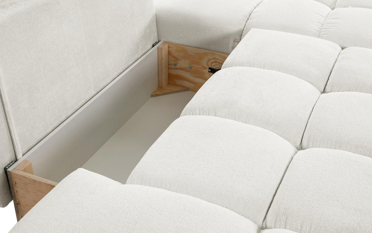ECKSOFA L Form Hosio Cremefarbton 286/177/88 cm Rechts mit Schlaffunktion - Hellgrau/Schwarz, Kunststoff/Textil (286/177cm) - AX Living