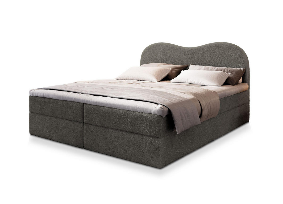 POSTEL BOXSPRING FLUVIA 180x200 cm, s matrací a úložným prostorem, šedá - šedá, kompozitní dřevo/textil (180/200cm) - MASSENO