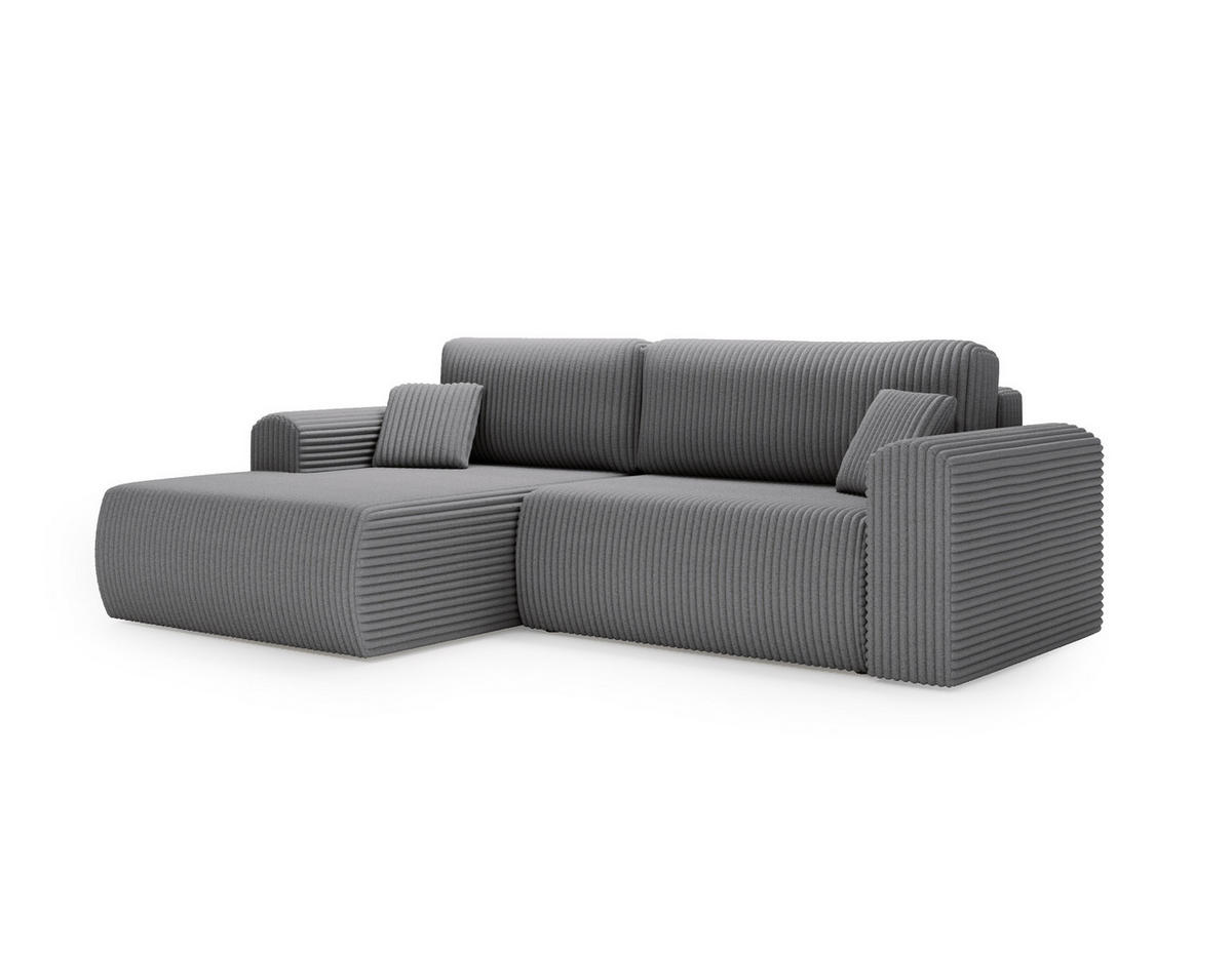 ECKSOFA Linea Dunkelgrau, Sofa mit Schlaffunktion, linke seite - Dunkelgrau, Holzwerkstoff/Textil (257/177cm) - Bettso