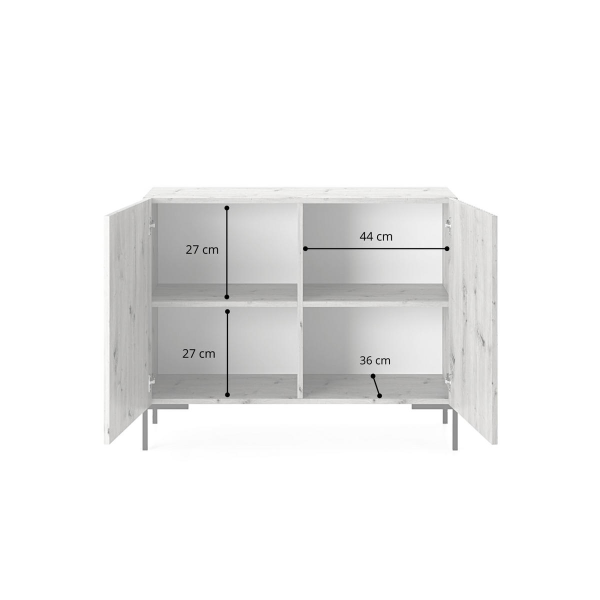 SIDEBOARD Lammelo weiß mit goldenen Beinen, 92 cm - Goldfarben/Weiß, Holzwerkstoff/Metall (92/75/38cm) - Selsey