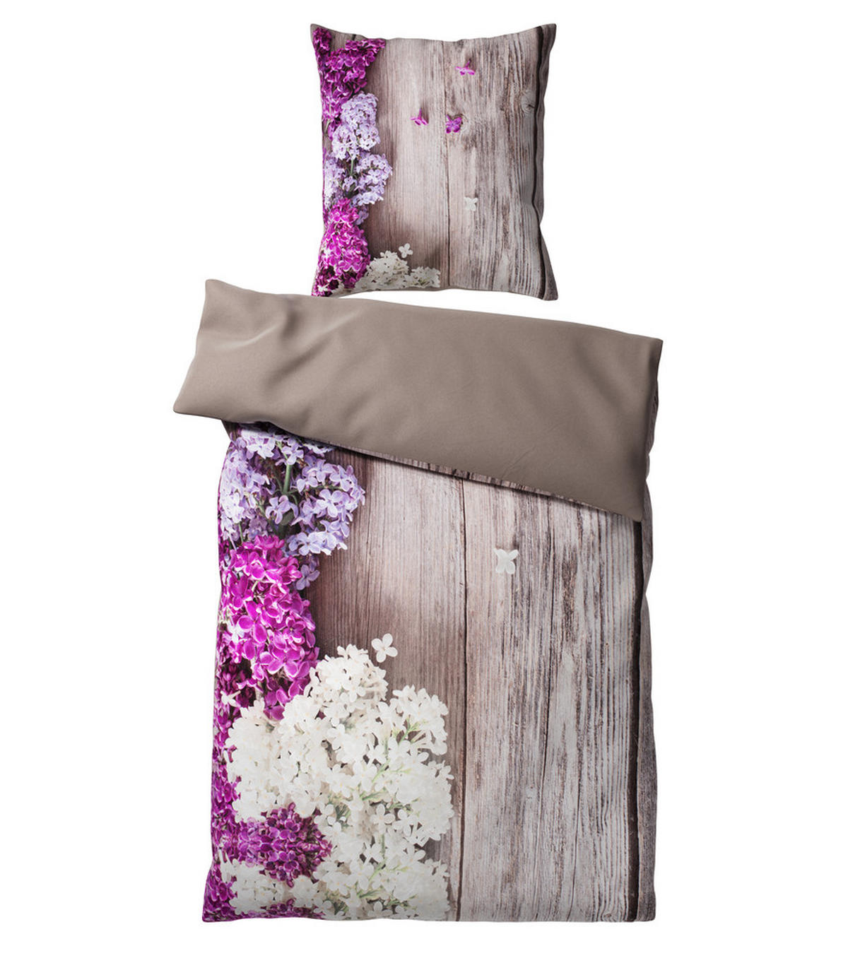 BETTWÄSCHE 2-teilig Flieder - Pink, Naturmaterialien (135/200cm) - Sanilo