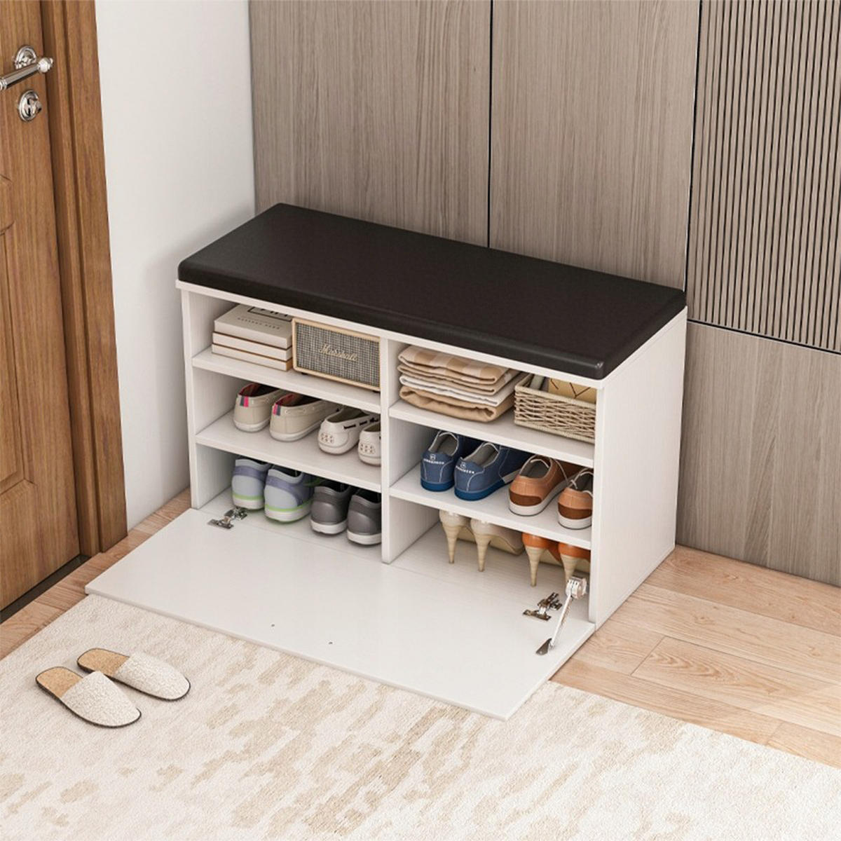 SCHUHSCHRANK, weiß 85/35/36 cm - Weiß, Holzwerkstoff (85/46/35cm)