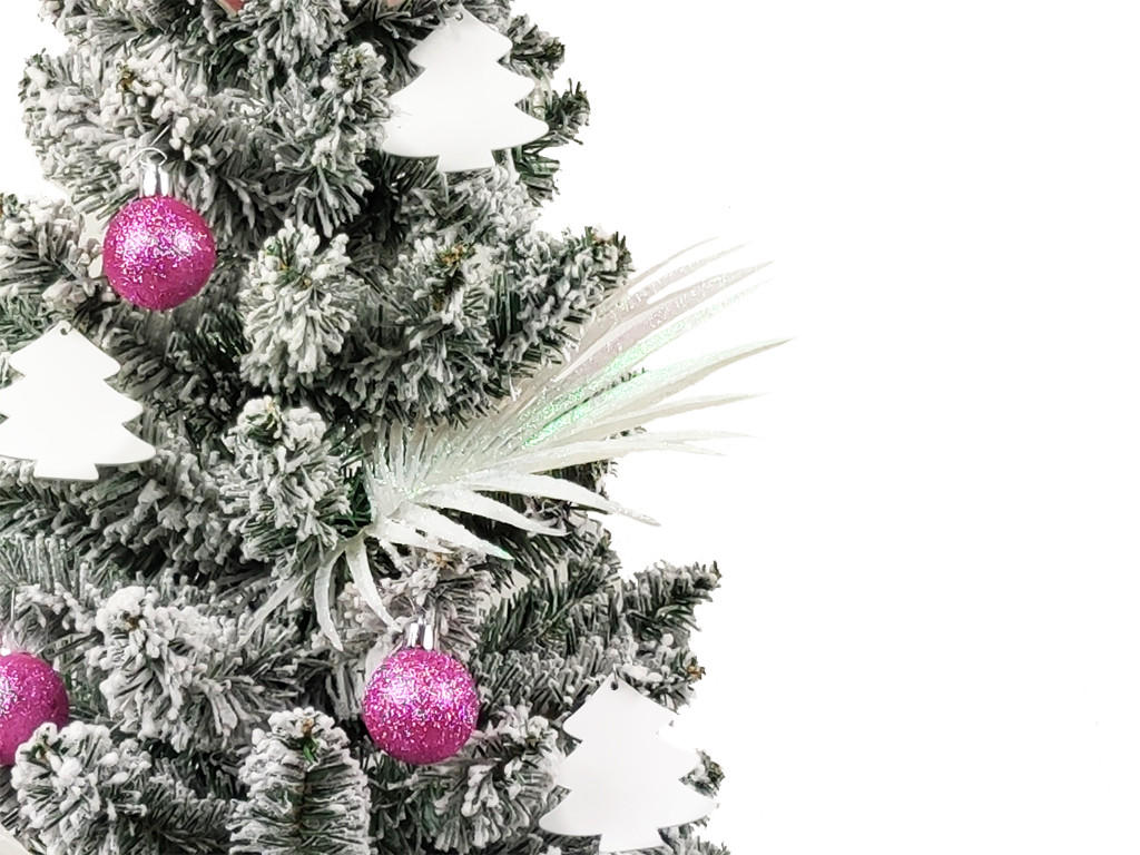 WEIHNACHTSBAUM künstlicher 60 cm mit LED-Beleuchtung, ROSENGLÜCK, mit 26 Weihnachtsbaumschmuck, Pflanztopf mit Jutesack - Pink/Weiß, Kunststoff/Stein (40/60cm) - LAALU