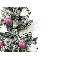 WEIHNACHTSBAUM künstlicher 60 cm mit LED-Beleuchtung, ROSENGLÜCK, mit 26 Weihnachtsbaumschmuck, Pflanztopf mit Jutesack - Pink/Weiß, Kunststoff/Stein (40/60cm) - LAALU