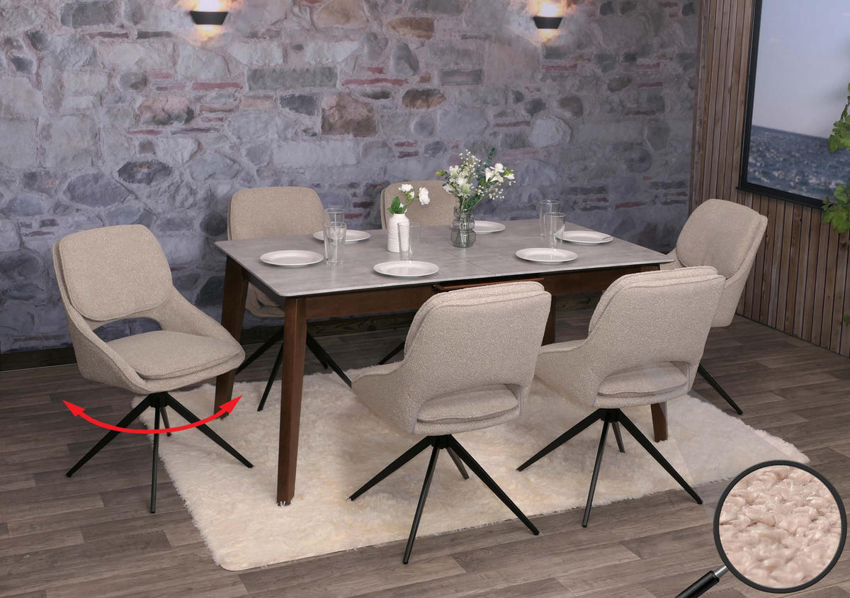 ESSZIMMERSTUHL Beige 6er-Set - Beige, Textil (55/87/55cm) - MCW