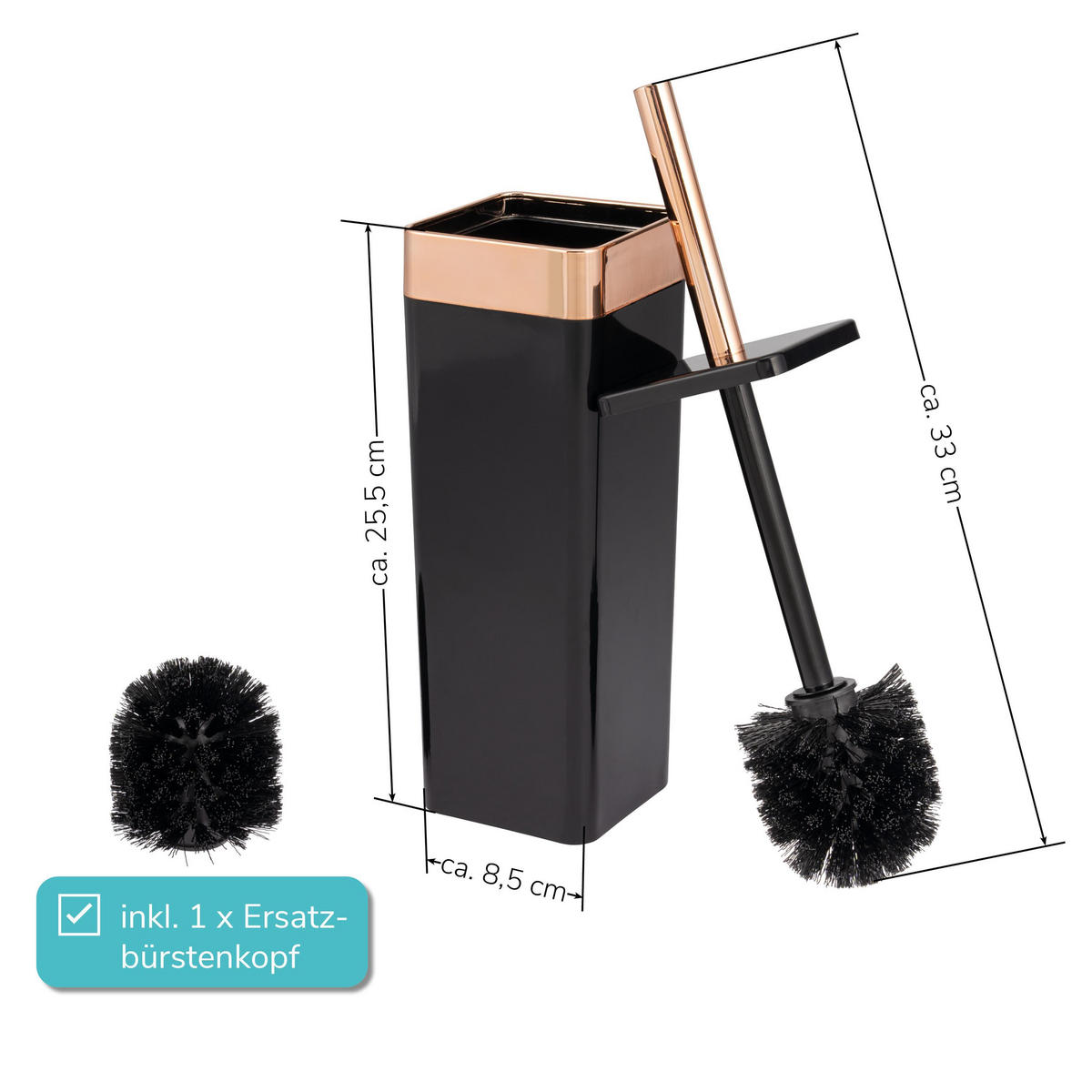 WC-GARNITUR SAVONA, schwarz - Schwarz, Kunststoff (9.5/37/9.5cm) - bremermann