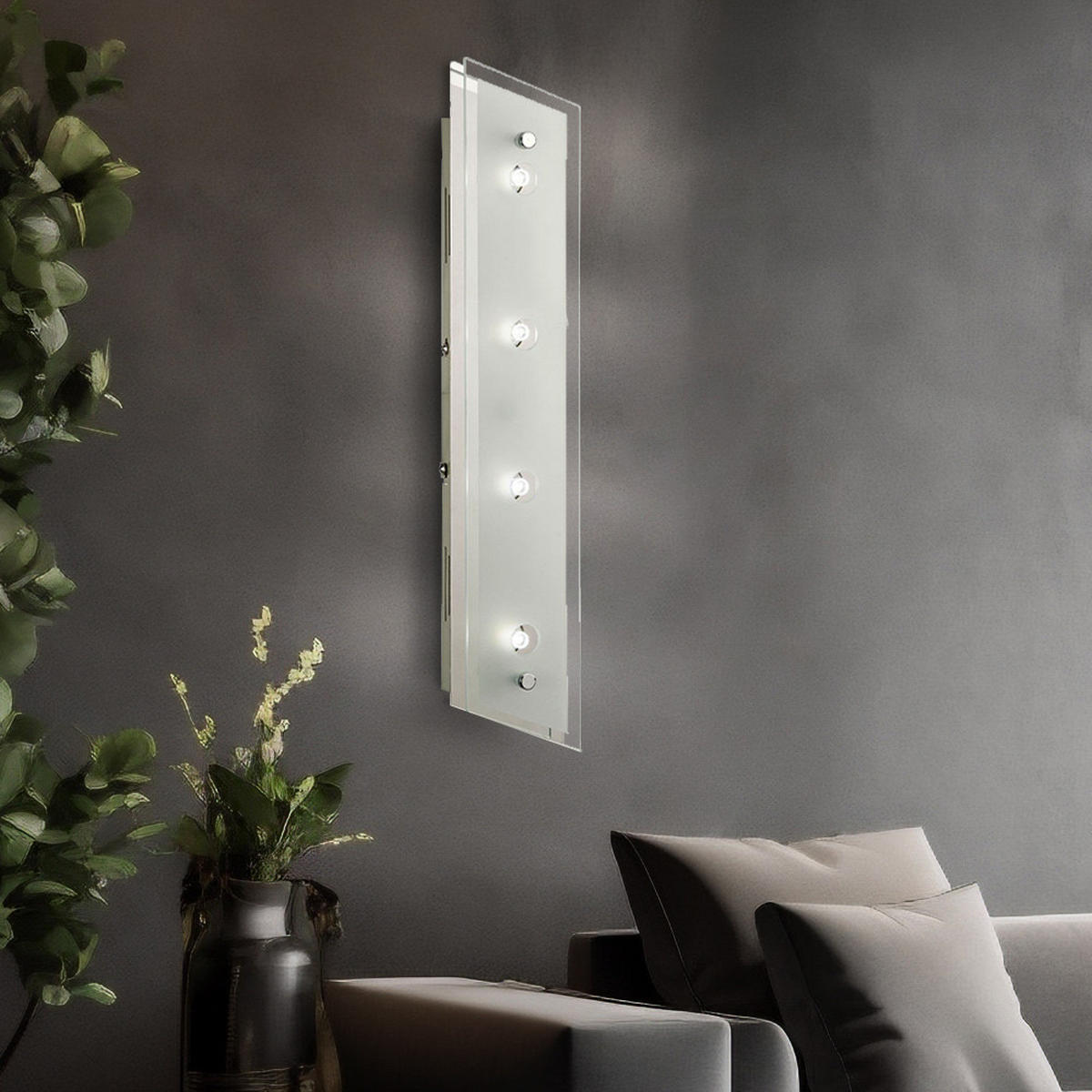 LED WANDLEUCHTE Stahl Glas Satiniert Weiß - Weiß, Glas (48/8/45cm) - Esto