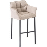 BARHOCKER Stoff Elfenbein - Creme/Schwarz, Textil/Metall (64/110/48cm) - CLP