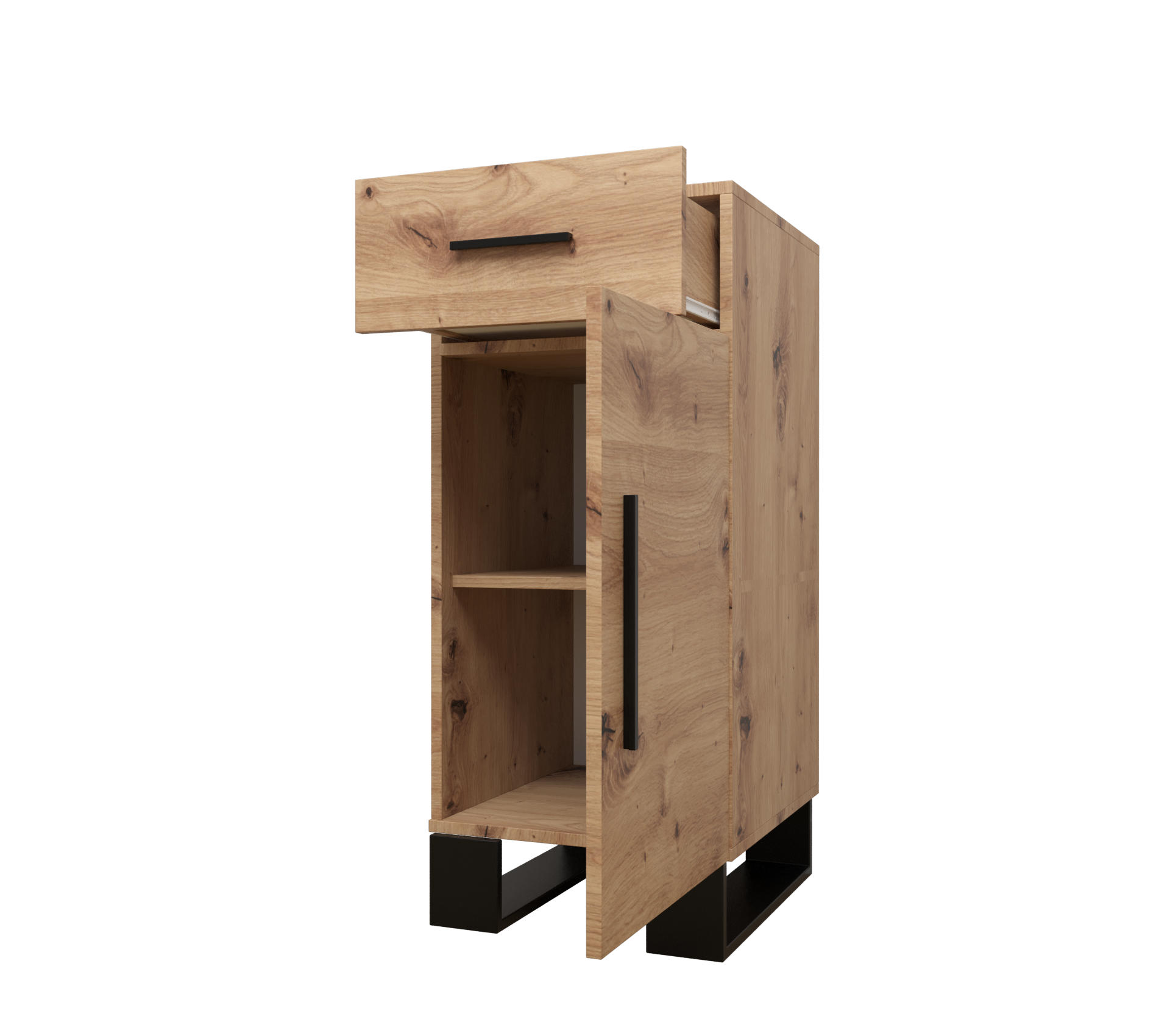 KOMMODE 95/42/45,6 - Schwarz/Eiche Artisan, Holz/Kunststoff (42/95/45.6cm) - Abiks Möbel