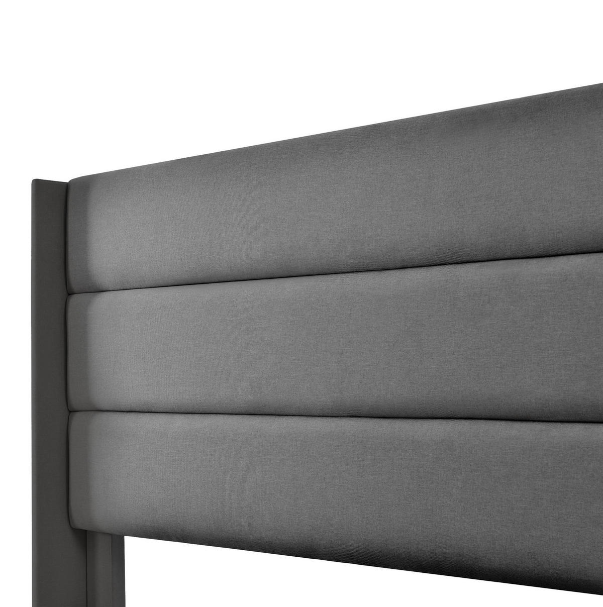 POLSTERBETT 160/200 cm Grau aus Leinen mit Bettkasten - Grau, Textil (160/200cm) - OKMYHOME