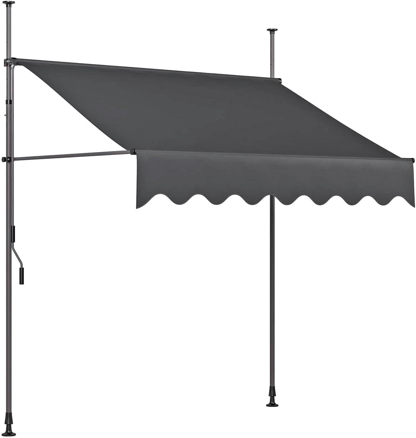 KLEMMMARKISE Schrabo 300cm Ohne Bohren Höhenverstellbar Dunkelgrau - Dunkelgrau, Kunststoff (300/309/120cm) - DELUKE