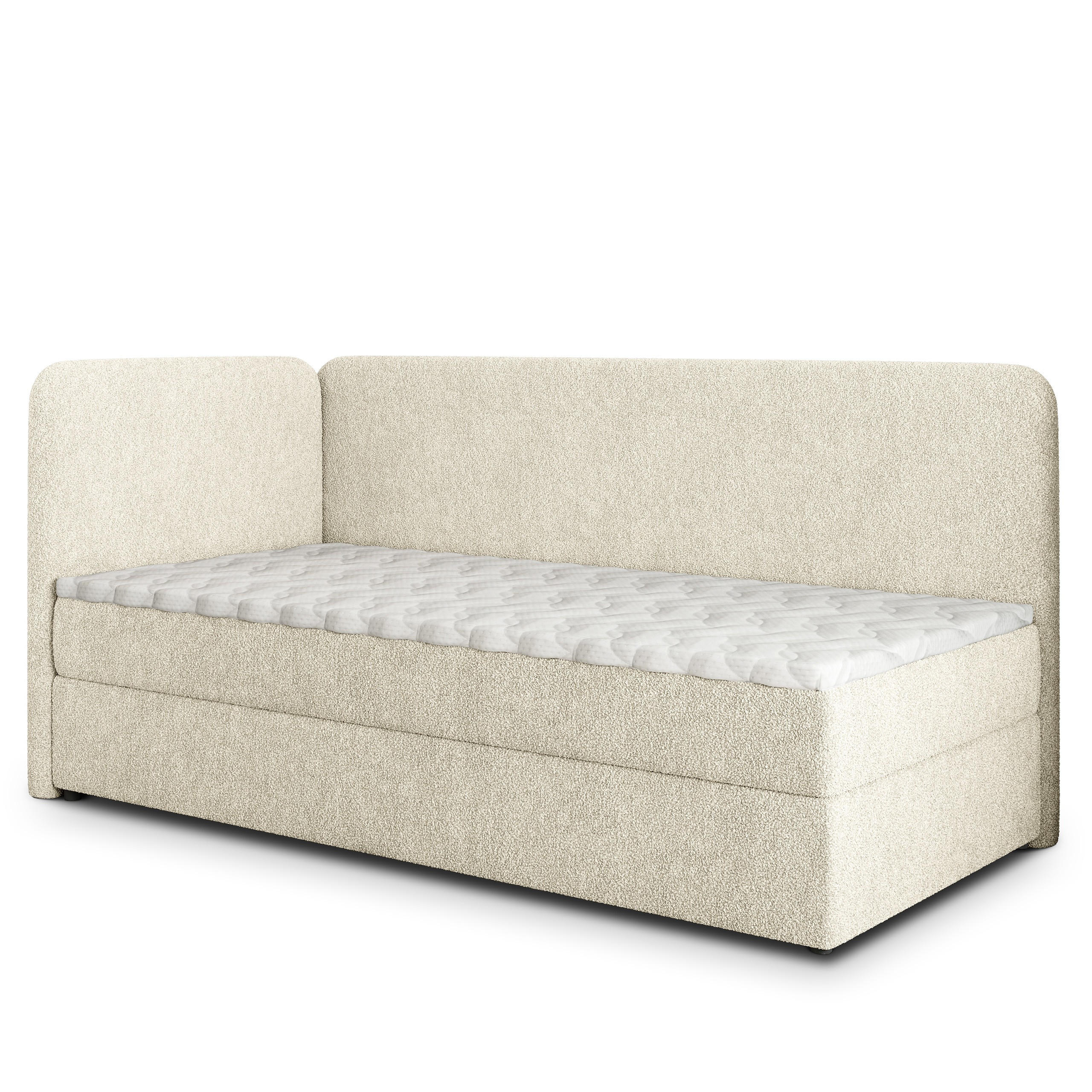 BOXBETT GINA 100x200 cm mit Matratze und Topper, H2+H3 - Creme - Creme, Holz (100/200cm) - MASSENO