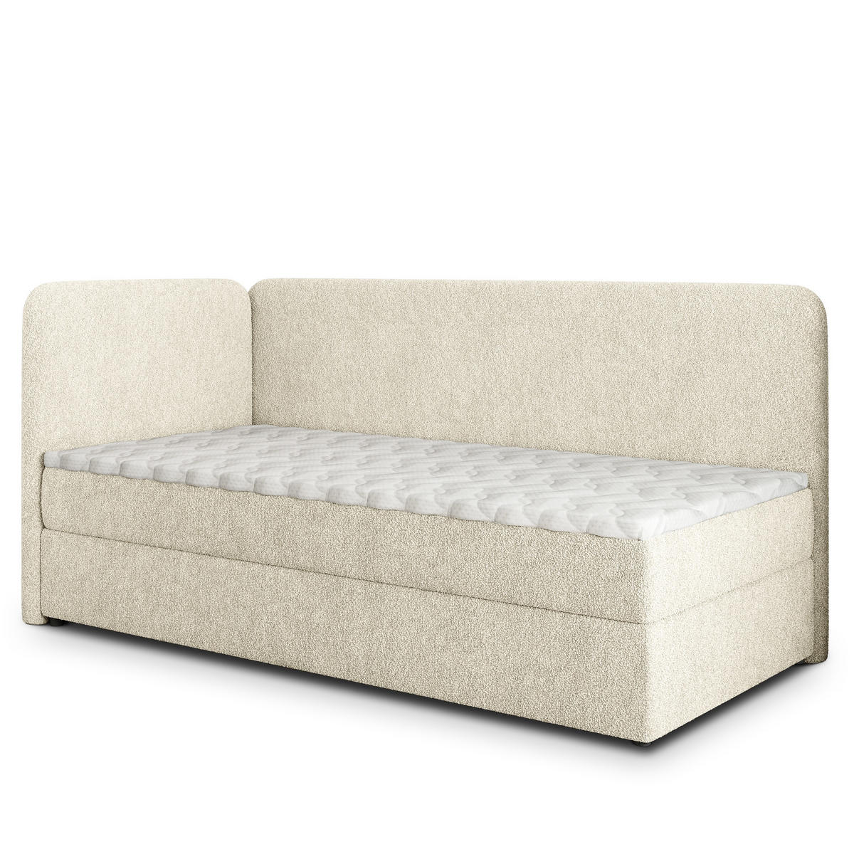 BOXBETT GINA 100x200 cm mit Matratze und Topper, H2+H3 - Creme - Creme, Holz (100/200cm) - MASSENO