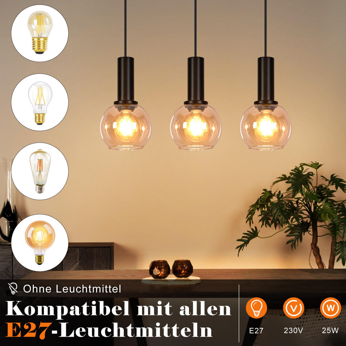 PENDELLEUCHTE Glorix 40/13/145 cm - Schwarz, Glas/Metall (40/13/145cm) - ZMH