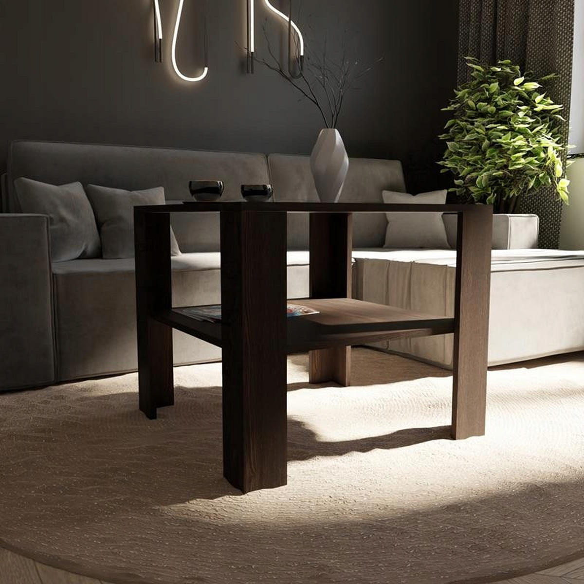 COUCHTISCH HOCH EX3 Wenge 68/68/60 cm - Wengefarben, Holzwerkstoff (68/68/60cm) - Matkam Möbel