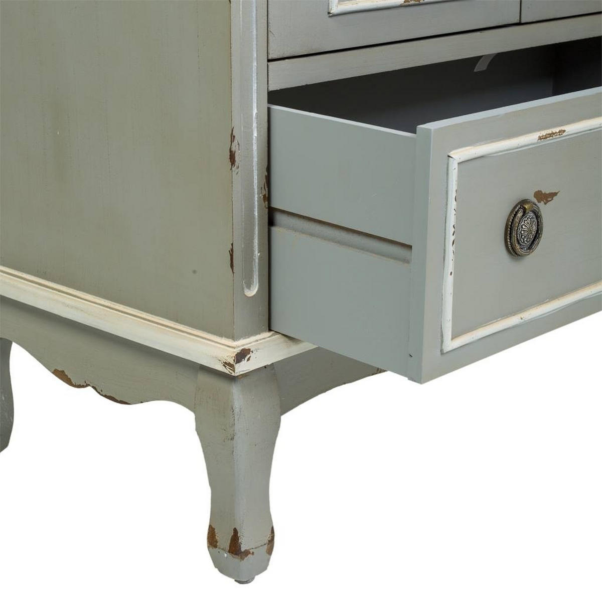 ANRICHTE aus Holz und Bambusgeflecht 80x42x138 - Grau, Holzwerkstoff (80/138/42cm) - Wanderlust