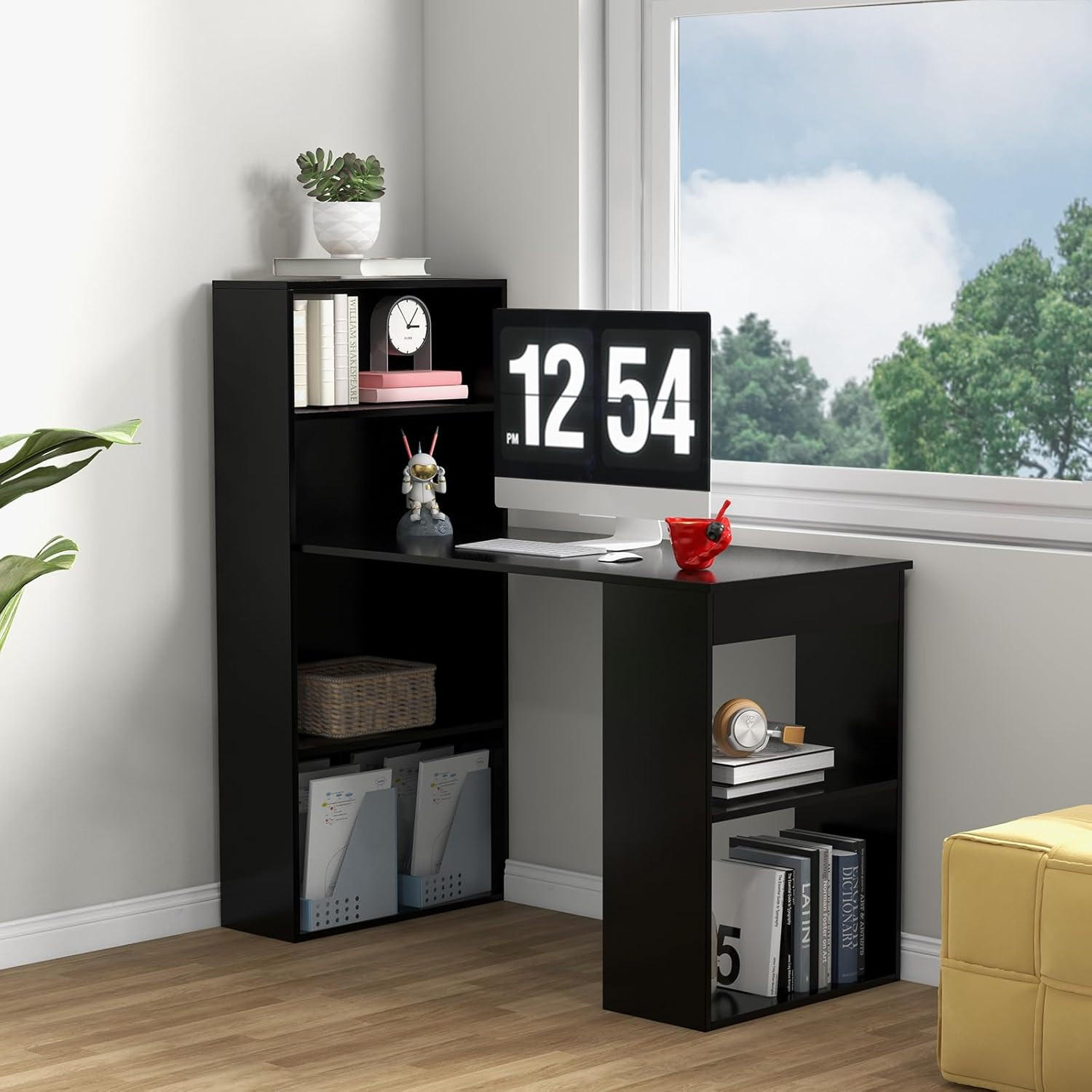 SCHREIBTISCH 120cm Schwarz - Schwarz, Holz (122/52/120cm) - COSTWAY