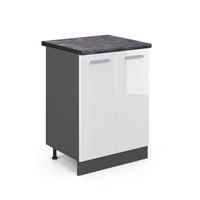 KÜCHENUNTERSCHRANK R-Line Weiß Hochglanz 60 cm, AP Anthrazit - Weiß Hochglanz/Anthrazit, Holzwerkstoff (60/81.6/60cm) - Vicco