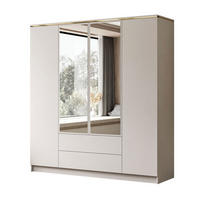 KLEIDERSCHRANK AURORA 4D2SZ in KASCHMIR mit Schubladen mit goldenen Griffen - Kaschmir/Goldfarben, Holzwerkstoff (200/213/57cm) - Lookway
