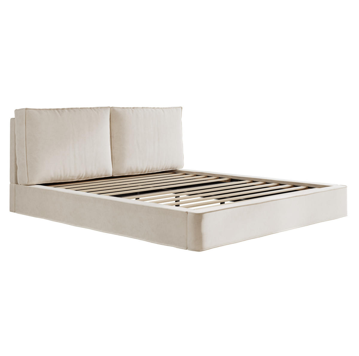 POLSTERBETT 180/200 cm mit Lattenrost, gepolstertem Kopfteil und matratzenfixierender Rahmenstruktur, Beige - Beige, Textil (180/200cm) - Redom