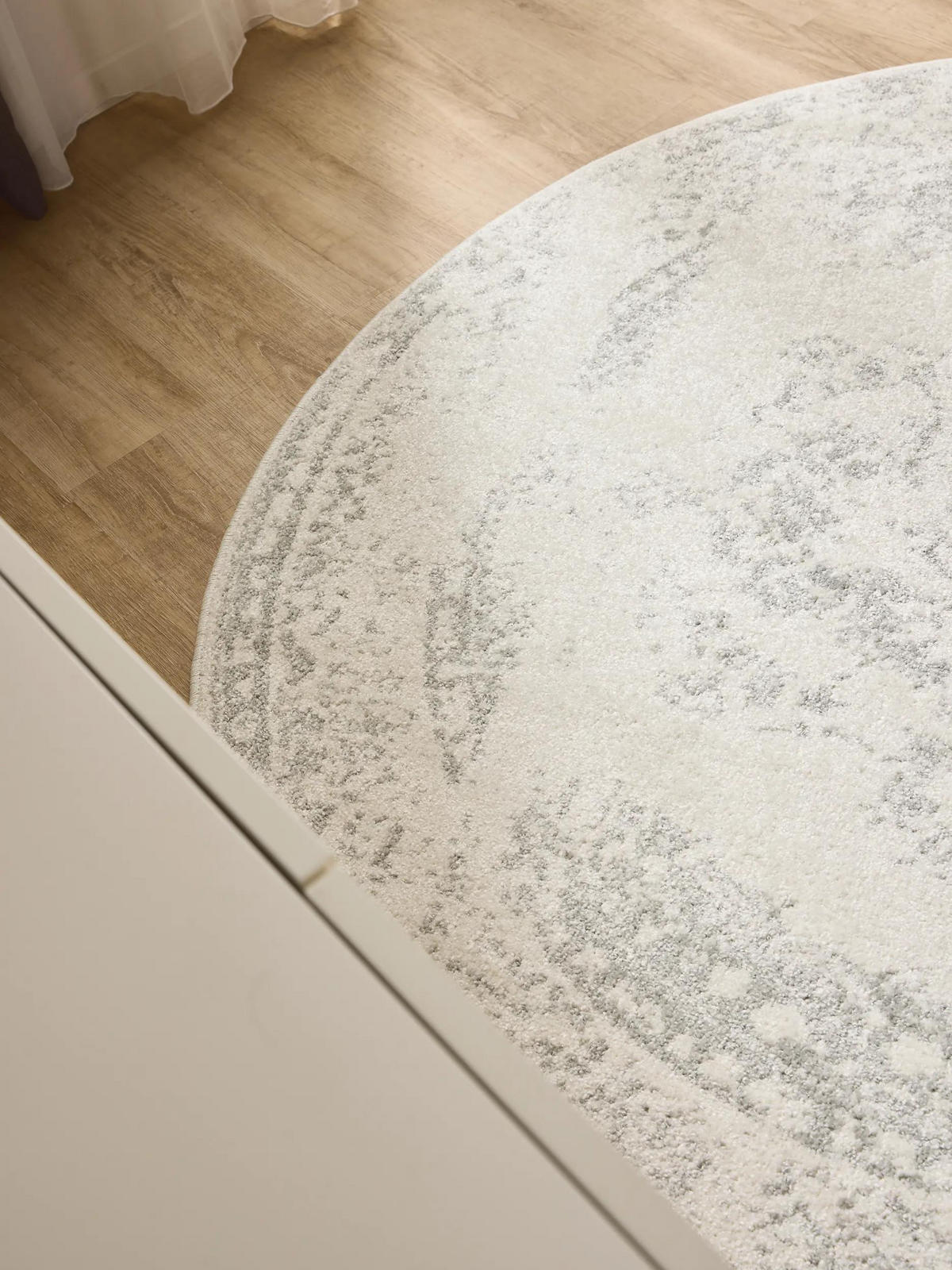 VINTAGE-TEPPICH Sia ø 120 cm rund - Taupe/Creme, Kunststoff (120/120cm) - benuta