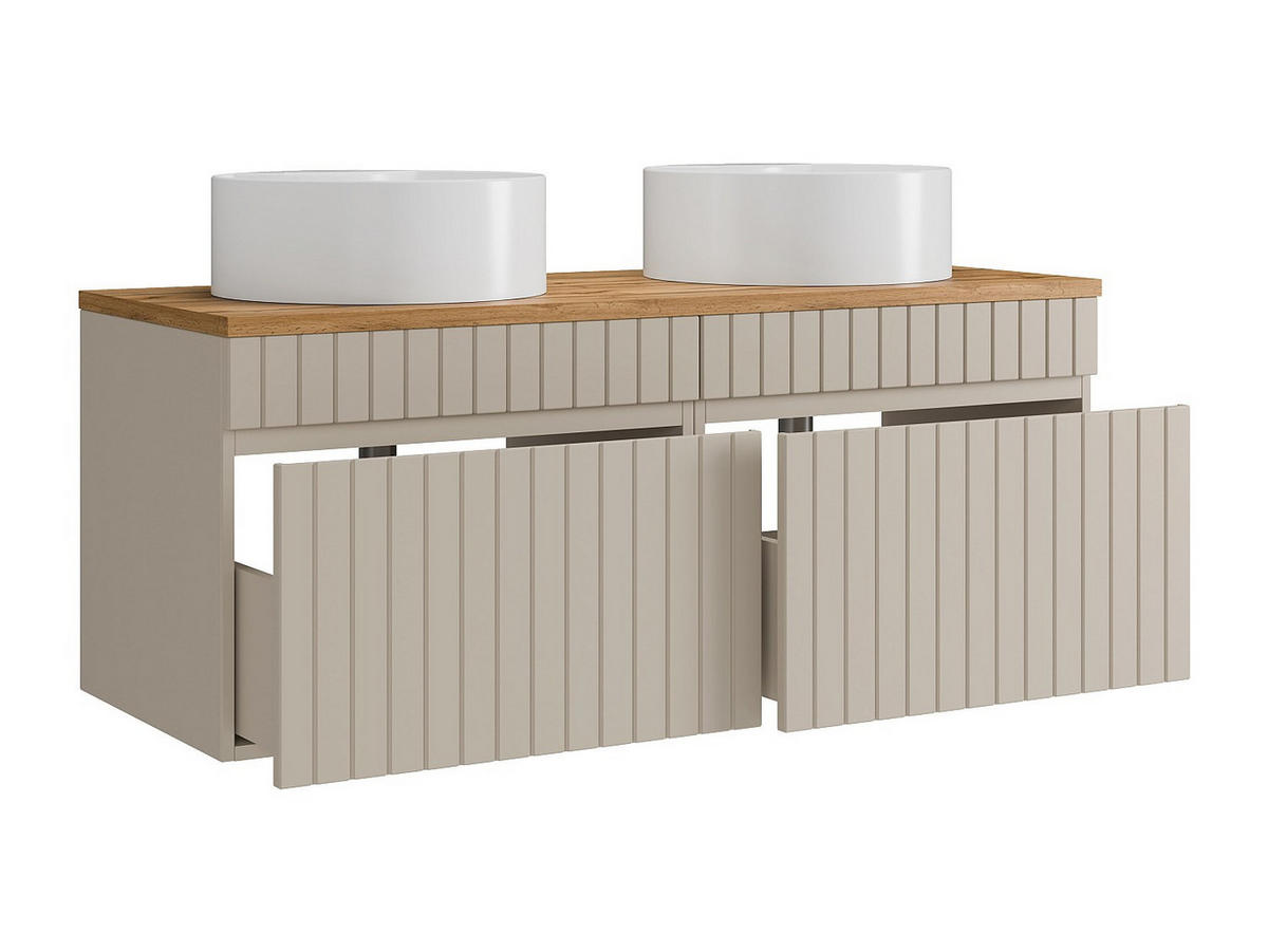 DOPPELWASCHTISCH - 120cm x 46cm - MDF - beige - SATARA - Beige, Holz (120/46/46cm) - Vente-Unique