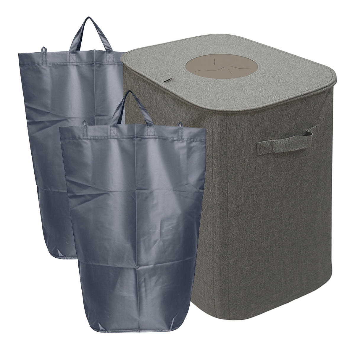 PFANDFLASCHEN-SAMMELBEHÄLTER - Grau, Kunststoff/Textil (43/70/33cm) - Relaxdays