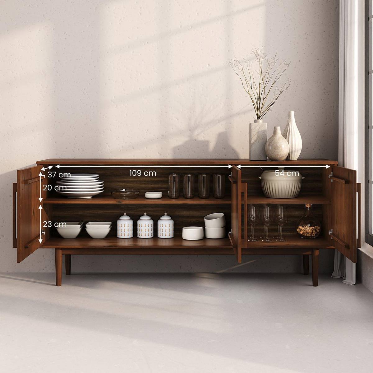 SIDEBOARD TECCA - Kastanienfarben, Holz (170/71/41cm) - IDIMEX
