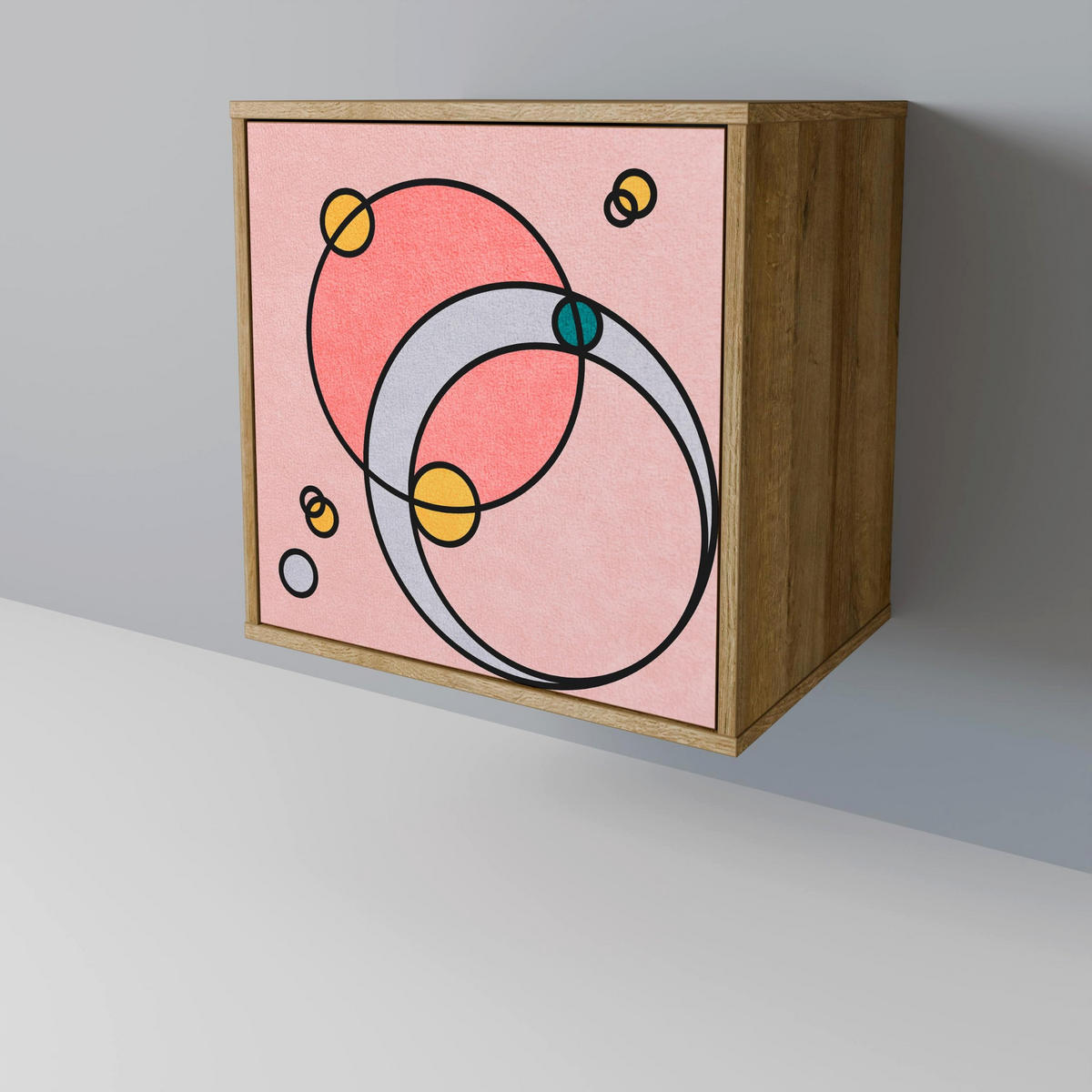SIDEBOARD GOSSAMER ECHOES, Eichefarben, 57,5x42x75,5 cm, Goldfarbene Metallfüße - Eichefarben/Goldfarben, Holzwerkstoff/Metall (57.5/75.5/42cm) - SpaceRebels