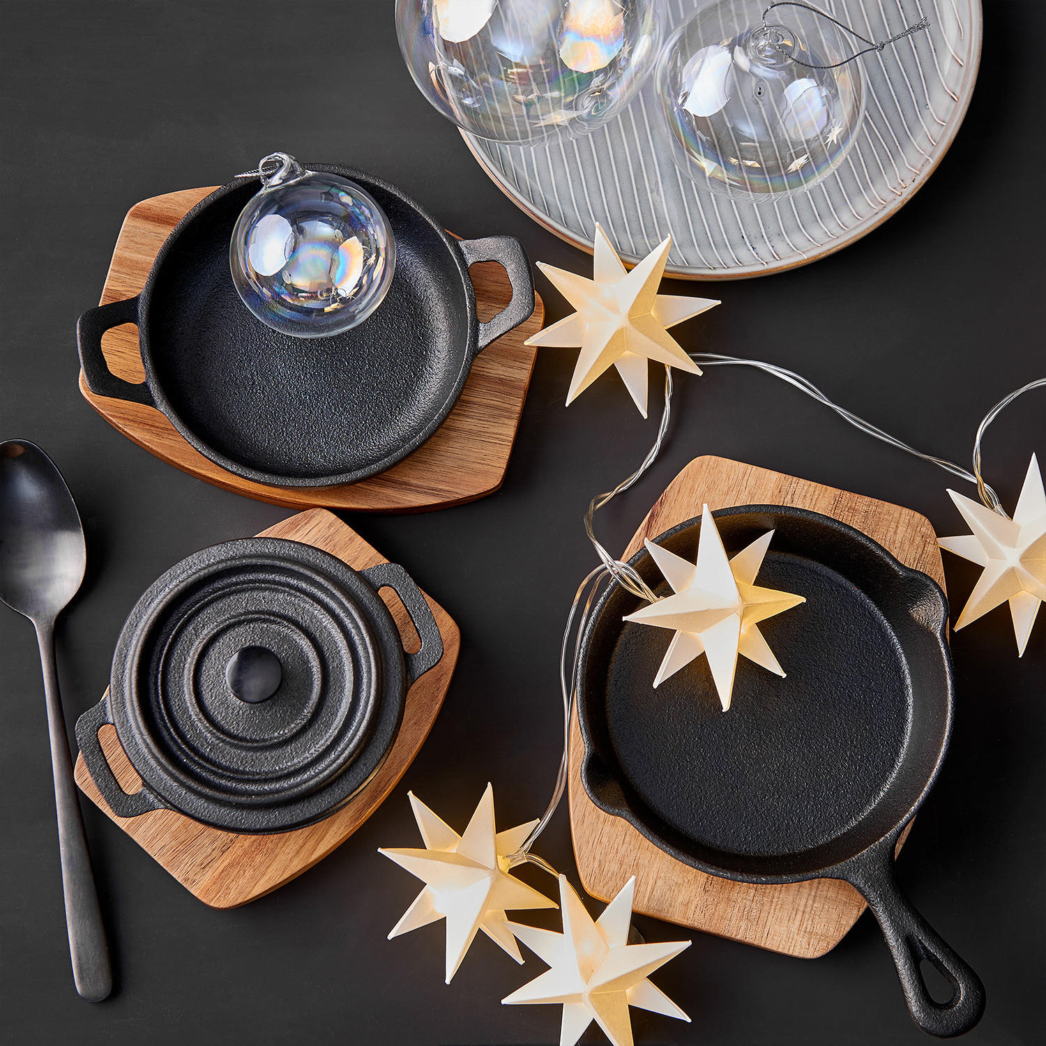 MINI-SERVIERPFANNE (2-teilig) Hot Iron - Schwarz/Braun, Metall (17/12/5cm) - Butlers