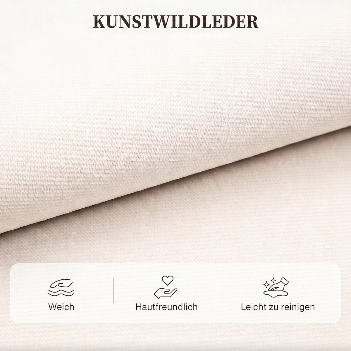 SCHLAFSOFA Veloursbezug Cremeweiß - Creme/Weiß, Holzwerkstoff/Kunststoff (140/90/250cm) - HOMCOM