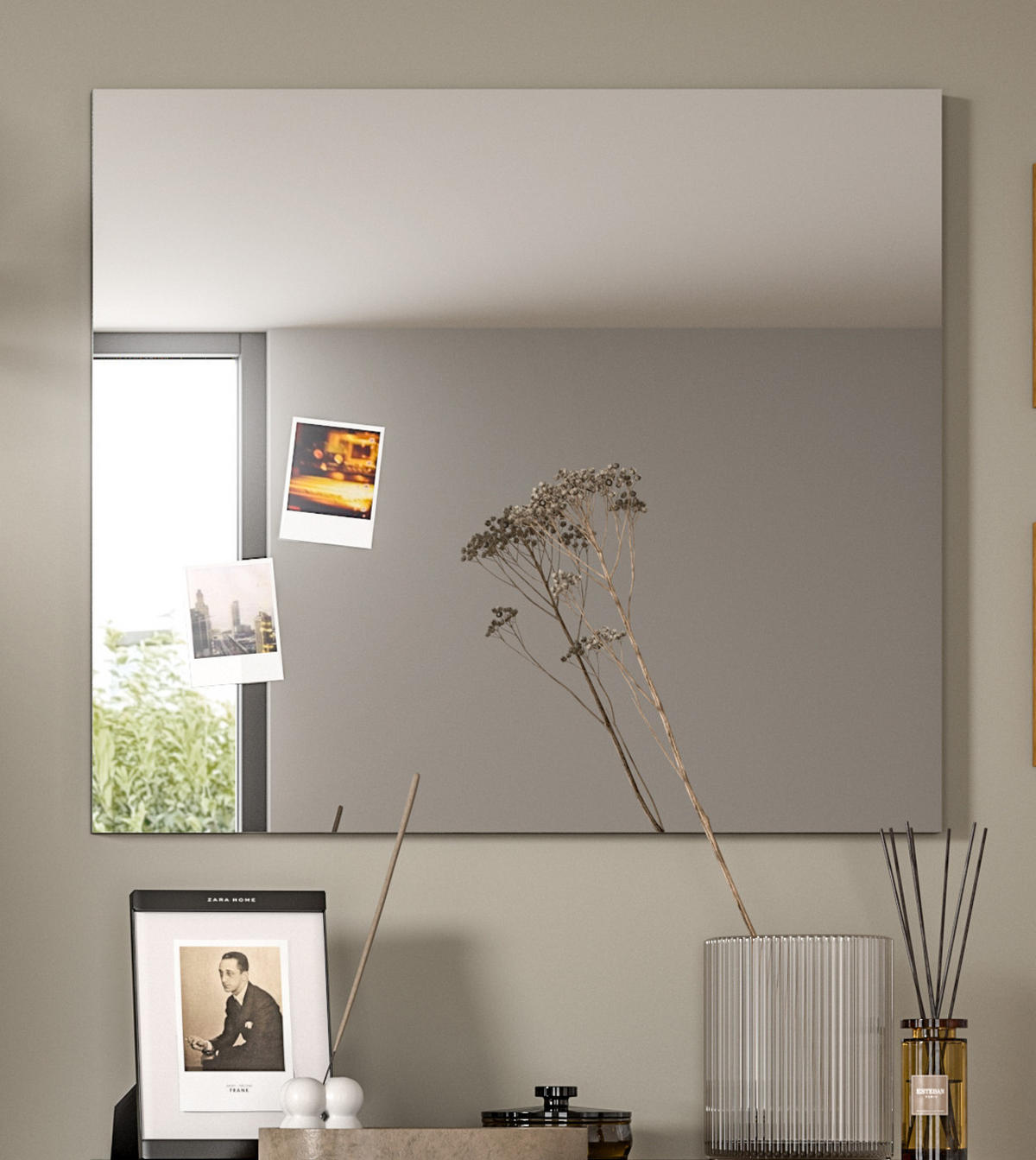 GARDEROBENSPIEGEL grau 80 cm, Wandspiegel rahmenlos, eckig - Grau, Glas/Holzwerkstoff (80/70/2cm) - Inn.Furn