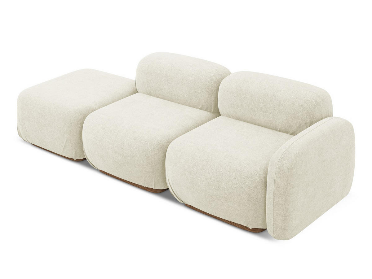 3-SITZER SOFA Links Bouclé Stoff Beige - Beige/Braun, Holz/Textil (95/73/258cm) - Makamii
